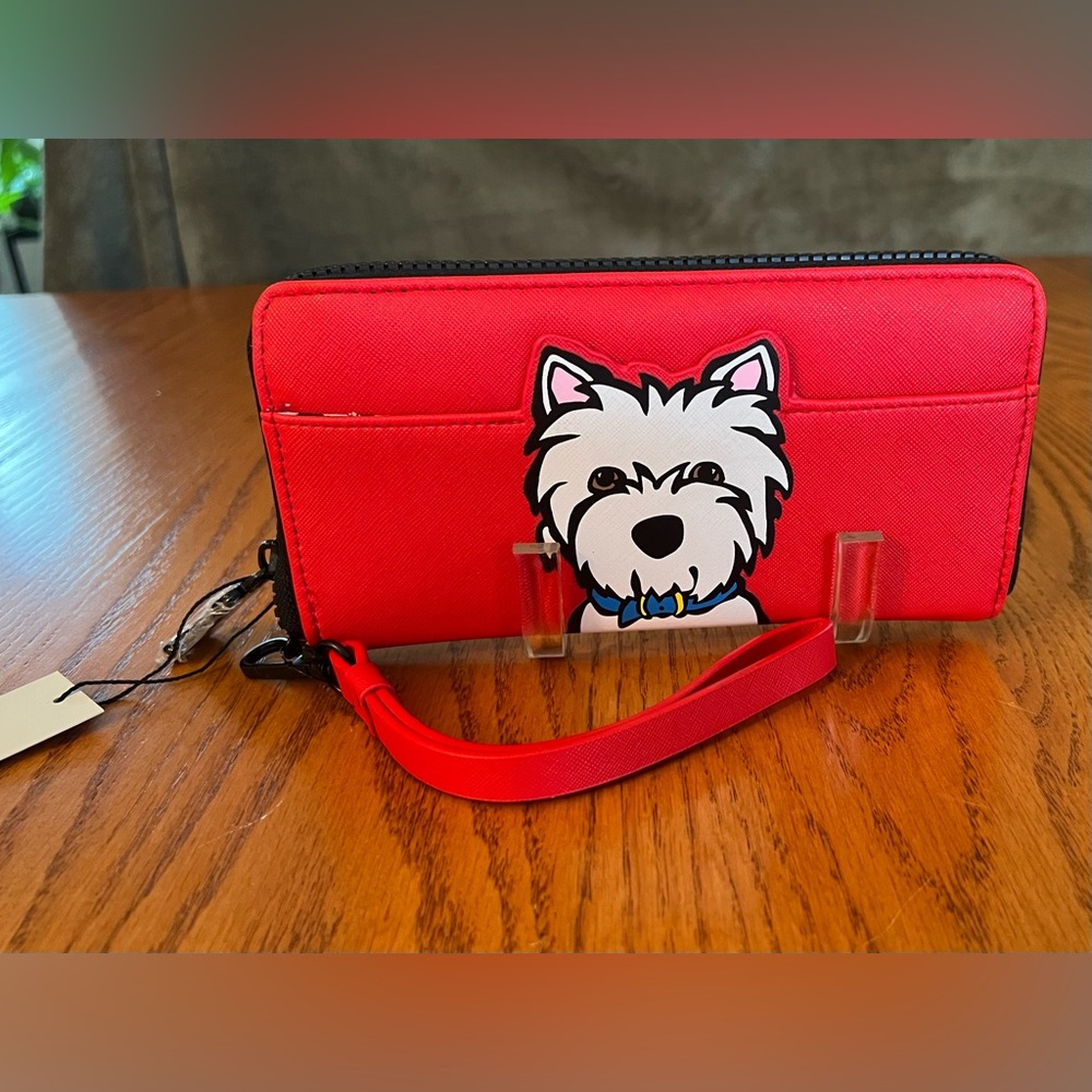 NWT Mark Tetro Red Zip Around Wallet with Bischon